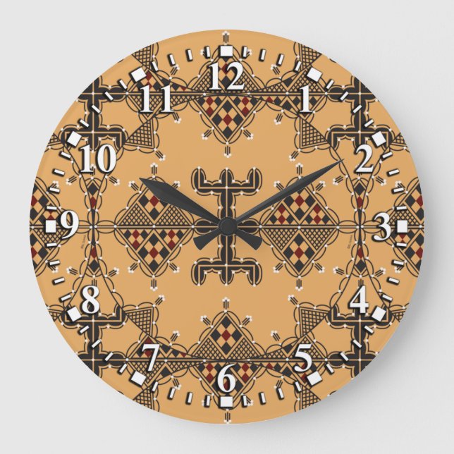 Reloj Redondo Grande Motifs de la potery kabyles Amazigh (Anverso)