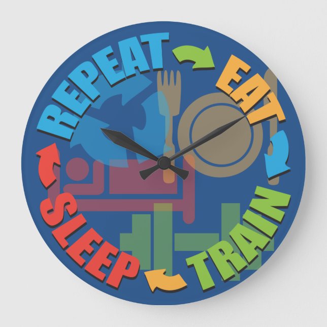 Reloj Redondo Grande Motivación de gimnasio (Anverso)