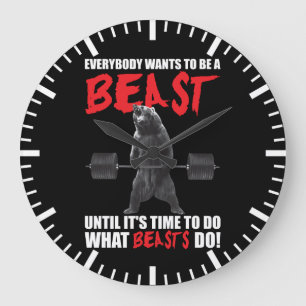 Reloj Redondo Grande Motivación de gimnasio de fitness - bestia
