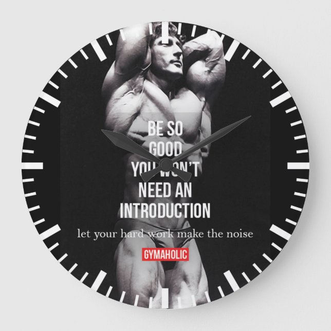 Reloj Redondo Grande Motivación de gimnasio y fitness - Construcción de (Anverso)