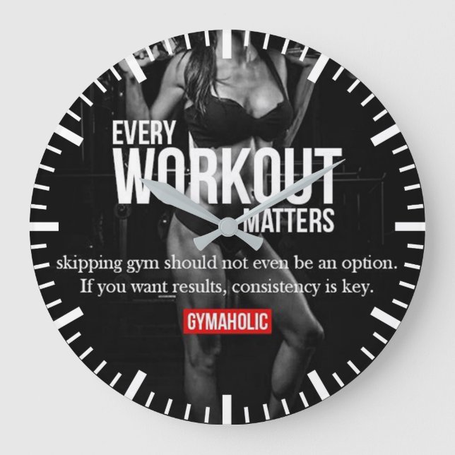 Reloj Redondo Grande Motivación de la mujer - Cada entrenamiento import (Anverso)