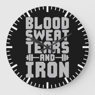 Reloj Redondo Grande Motivación del entrenamiento - Sangre, sudor, lágr