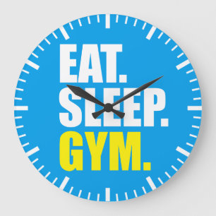 Reloj Redondo Grande Motivación del gimnasio - Comer, dormir, gimnasio