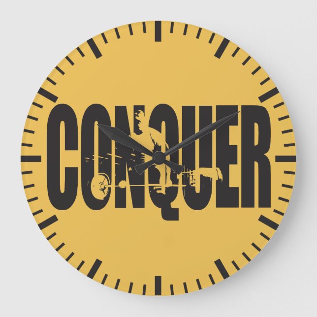 Reloj Redondo Grande Motivación para la construcción de cuerpos - conqu (Anverso)