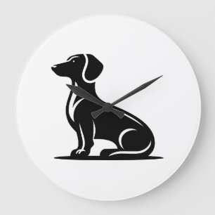 Reloj Redondo Grande Motivo de perro simple Silueta de perro de caza Co