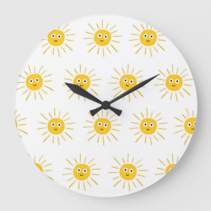 Reloj Redondo Grande Motivos solares: bocetos vintage impecables.