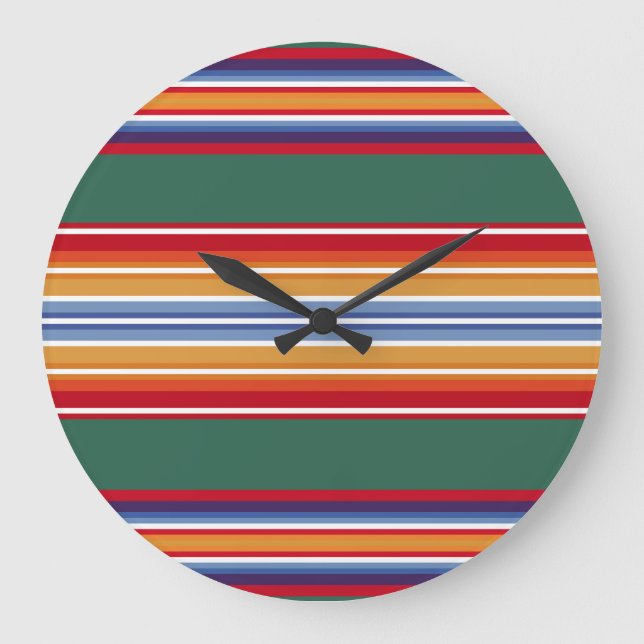 Reloj Redondo Grande motivos textiles tradicionales de la india nativa (Anverso)