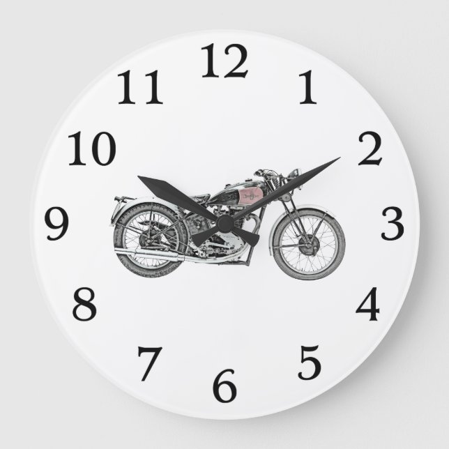 Reloj Redondo Grande Moto de arte en moto de Excelsior Warrior 1938 (Anverso)