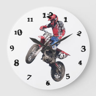 Reloj Redondo Grande Moto de tierra roja
