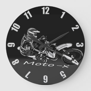 Reloj Redondo Grande Moto-x Racer - Carreras Motocross