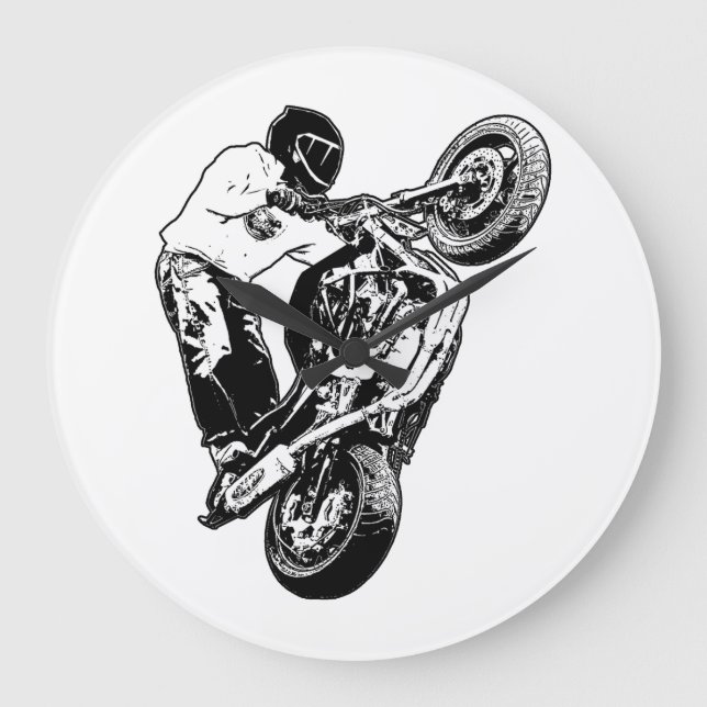 Reloj Redondo Grande Motocicleta (Anverso)