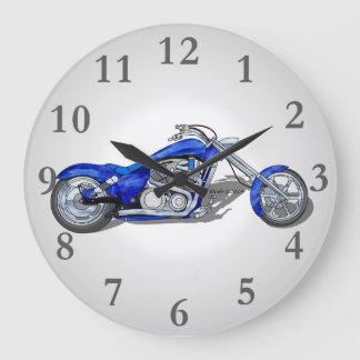 Reloj Redondo Grande Motocicleta 1 - Azul