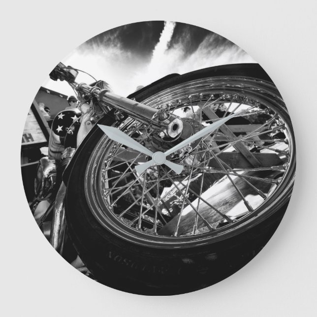 Reloj Redondo Grande motocicleta clásica antigua (Anverso)