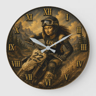 Reloj Redondo Grande Motocross Funny Mona Lisa Dirt Bike Rider Gift