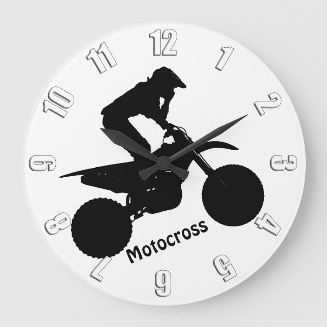 Reloj Redondo Grande Motocross Racer Silhouette (Anverso)