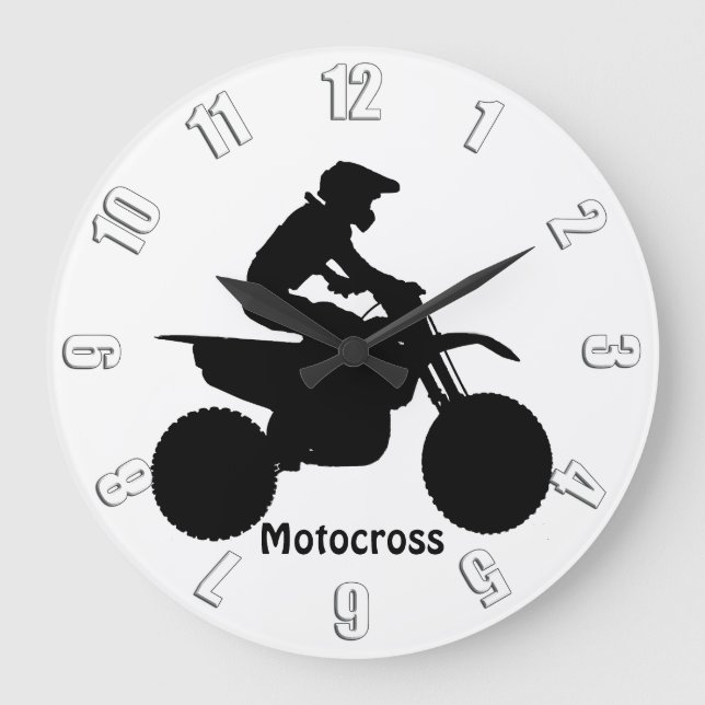 Reloj Redondo Grande Motocross Rider Silhouette (Anverso)