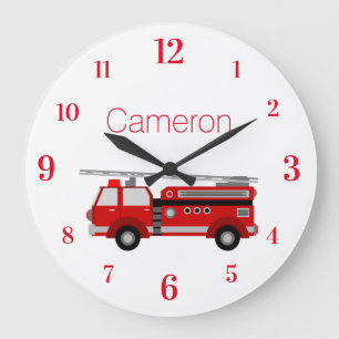 Reloj Redondo Grande Motor de fuego rojo con su propio nombre personali