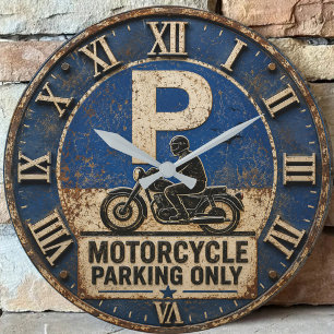 Reloj Redondo Grande Motorcycle Biker Garage Decor Rustic Man Cave Wall