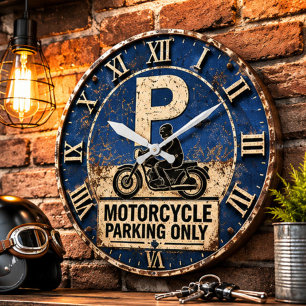 Reloj Redondo Grande Motorcycle Biker Garage Decor Rustic Man Cave Wall