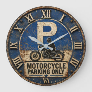 Reloj Redondo Grande Motorcycle Biker Garage Decor Rustic Man Cave Wall