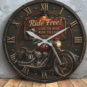 Reloj Redondo Grande  Motorcycle Vintage Biker Garage Decor