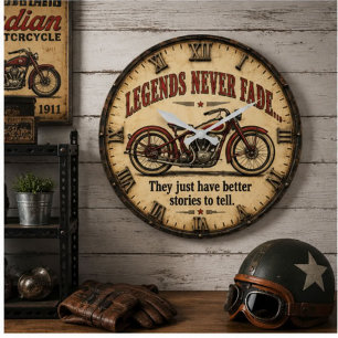 Reloj Redondo Grande Motorcycle Vintage Classic Bike Garage Decor