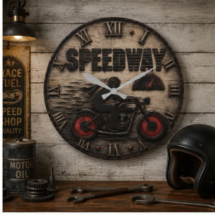 Reloj Redondo Grande Motorcycle Vintage Racing Bike Garage Decor