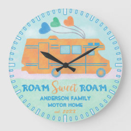 Reloj Redondo Grande Motorhome RV Camper Sweet Roam Nombre Personalizad