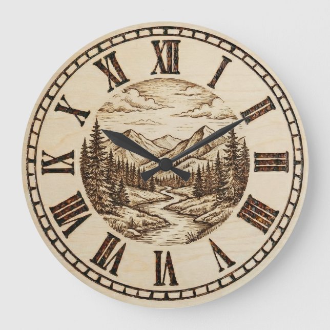 Reloj Redondo Grande  Mountain and River - Wall Clock (Anverso)