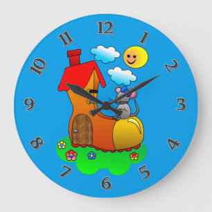 Reloj Redondo Grande Mouse Living in a Shoe / Boot