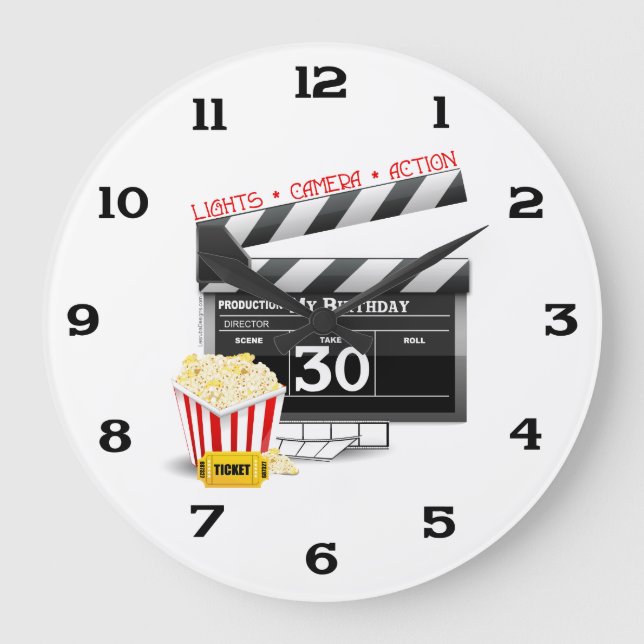 Reloj Redondo Grande Movie Birthday Party 30th Birthday (Anverso)