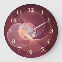 Reloj Redondo Grande Movimiento Resumen Vino Moderno Arte Fractal Rosa 