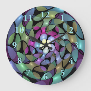Reloj Redondo Grande Movimientos coloridos Resumen Arte Fractal Trippy