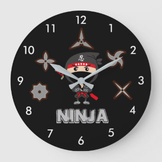 Reloj Redondo Grande Muchacho negro de Ninja