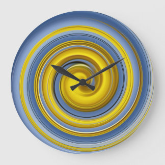 Reloj Redondo Grande Muestra de espiral amarillo-azul