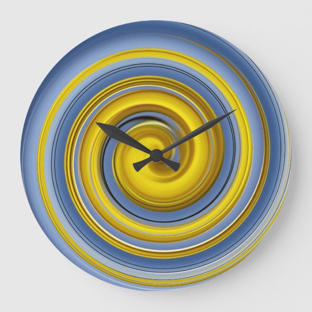 Reloj Redondo Grande Muestra de espiral amarillo-azul (Anverso)