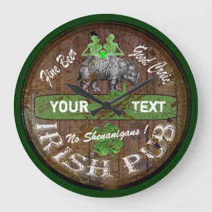 Reloj Redondo Grande Muestra irlandesa personalizada del pub