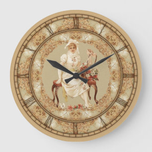 Reloj Redondo Grande Mujer del vintage en banco