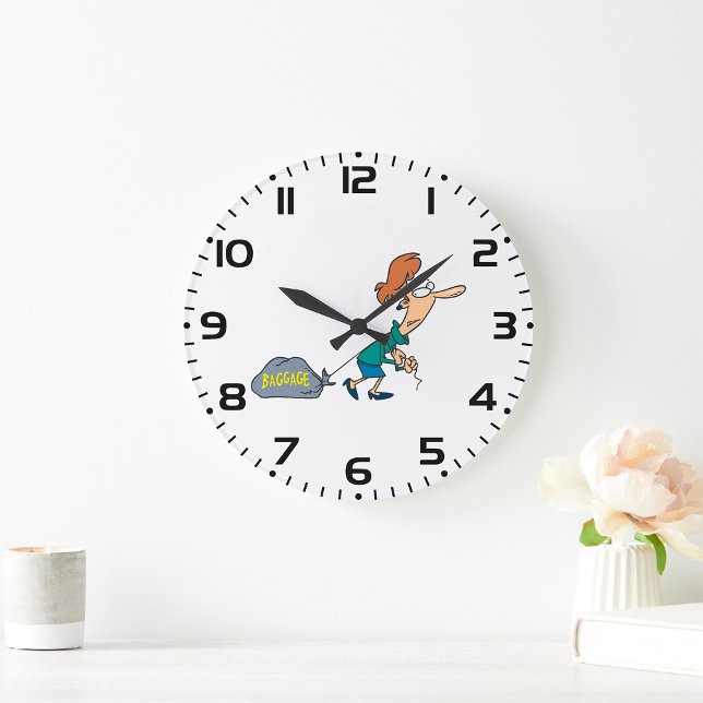 Reloj Redondo Grande Mujer divertida con equipaje emocional (Subido por el creador)