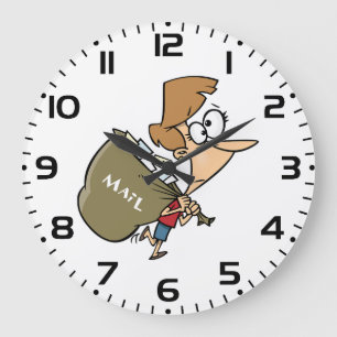 Reloj Redondo Grande Mujer Divertida Transportando Pesada Bolsa de Corr