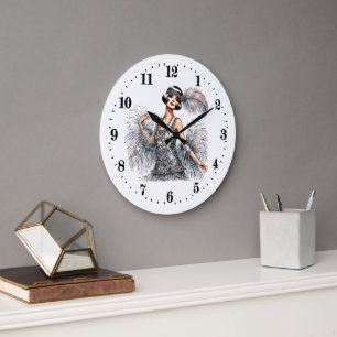 Reloj Redondo Grande Mujer elegante estilo Art Déco