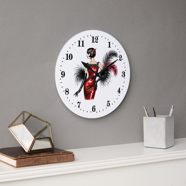 Reloj Redondo Grande Mujer elegante estilo Art Déco (Oficina)