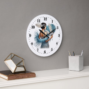 Reloj Redondo Grande Mujer elegante estilo Art Déco