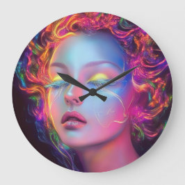 Reloj Redondo Grande Mujer extranjera con pelo cósmico