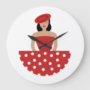 Reloj Redondo Grande Mujer vestida con un traje de flamenco