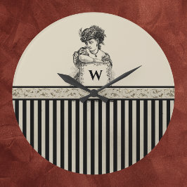 Reloj Redondo Grande Mujer victoriana con carteles y tiras iniciales