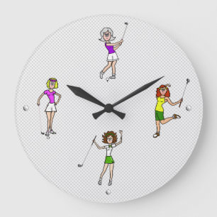 Reloj Redondo Grande Mujeres Golfistas Fun Wall Clock