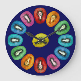 Reloj Redondo Grande Multicolor Kiwi Pattern
