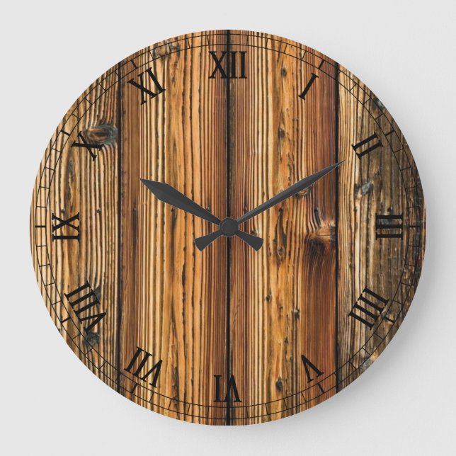 Reloj Redondo Grande multicolor wood patterns textures (Anverso)
