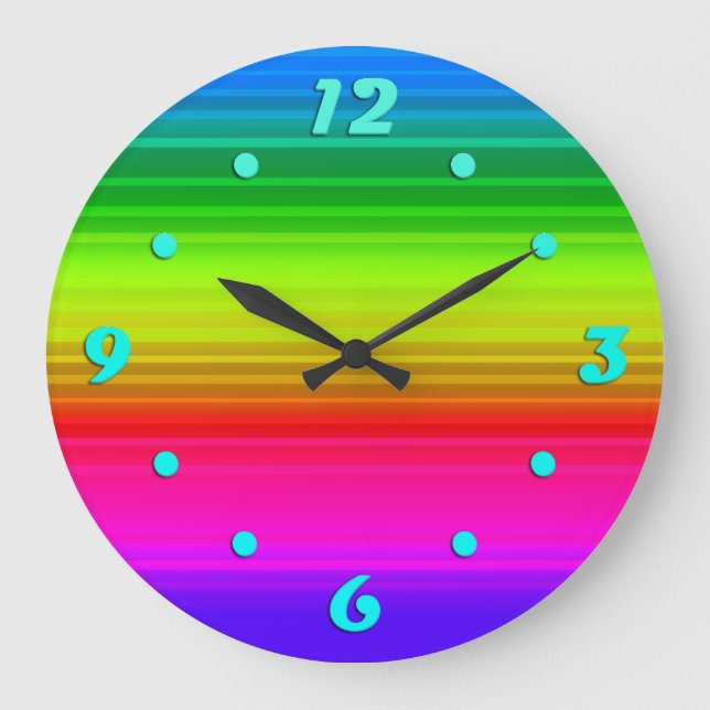 Reloj Redondo Grande Multicolorizado, arco iris (Anverso)